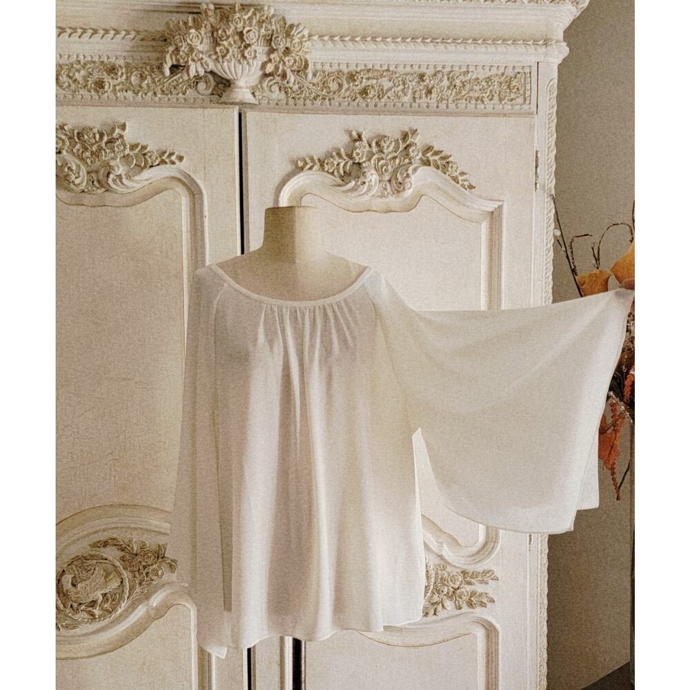 Vince Camuto Dolman Sleeve Boat Neck Blouse Womens Sz L Ivory Very Roomy